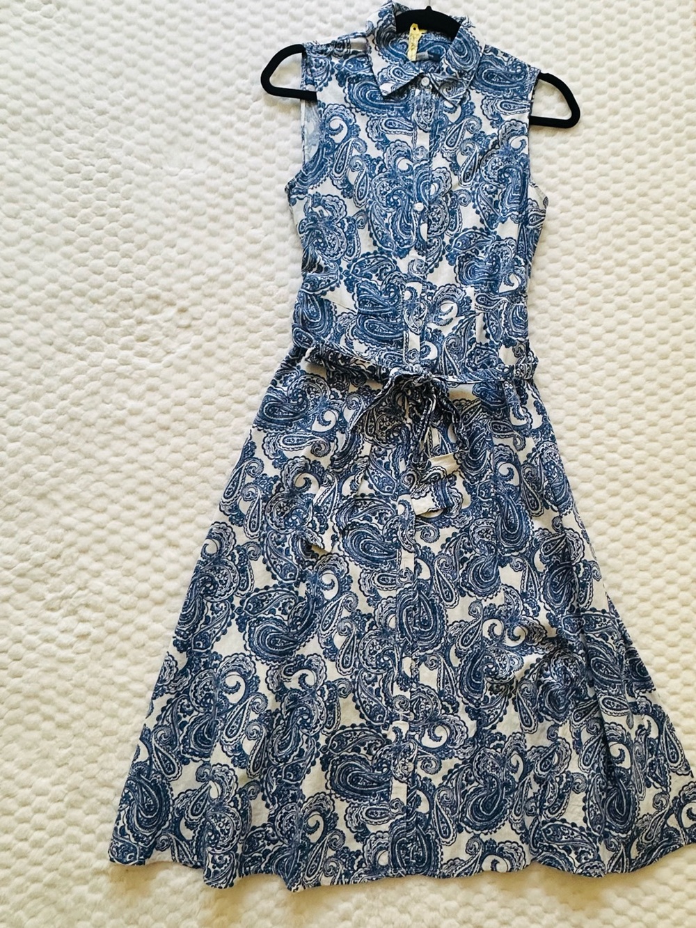 Tommy Hilfiger Blue Paisley Sleeveless Shirt Dress